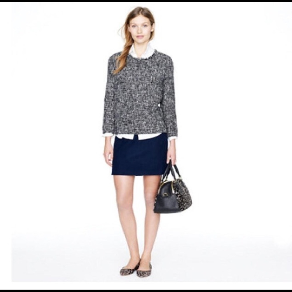 Jcrew Navy Classic Mini Felted Wool Miniskirt - Picture 2 of 3